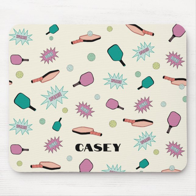 Pickleball Monogram Lägg till Roligten Namn Färgst Musmatta (Framsidan)