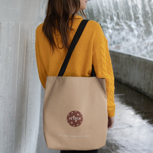 Pickleball Monogram Sandy Brown Tygkasse (Skapare uppladdad)