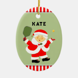 Pickleball Mrs Claus Collecsible Julgransprydnad Keramik