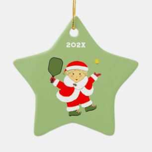 Pickleball Mrs Claus-jul Julgransprydnad Keramik
