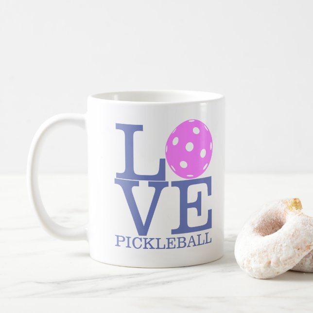 Pickleball mugg: "KÄRLEK PICKLEBALL ", Kaffemugg (Med munk)