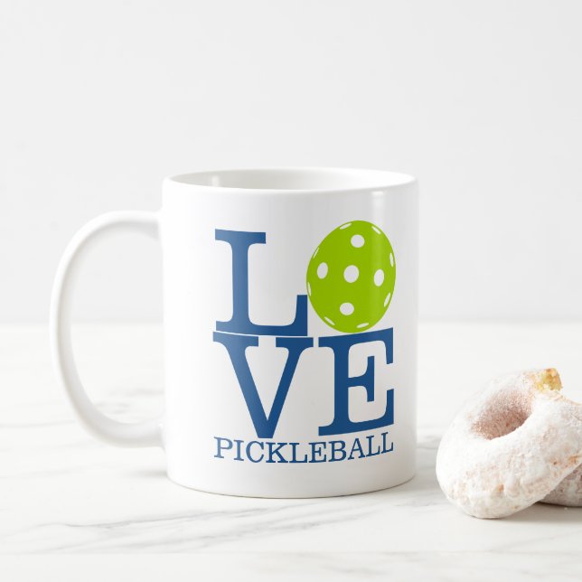 Pickleball mugg: "KÄRLEK PICKLEBALL ", Kaffemugg (Med munk)