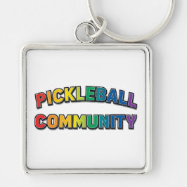 Pickleball-nyckelring Fyrkantig Silverfärgad Nyckelring