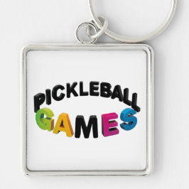 Pickleball-nyckelring Fyrkantig Silverfärgad Nyckelring