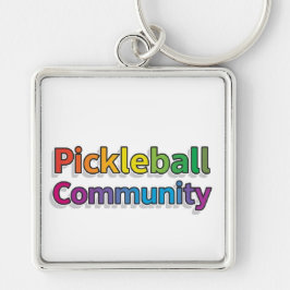 Pickleball-nyckelring Fyrkantig Silverfärgad Nyckelring