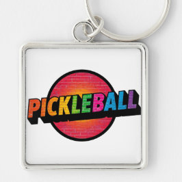 Pickleball-nyckelring Fyrkantig Silverfärgad Nyckelring