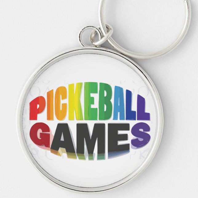 Pickleball-nyckelring Rund Silverfärgad Nyckelring (Framsidan)