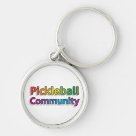 Pickleball-nyckelring Rund Silverfärgad Nyckelring