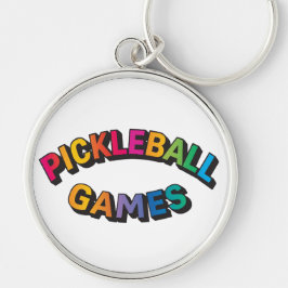 Pickleball-nyckelring Rund Silverfärgad Nyckelring