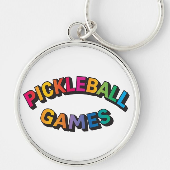 Pickleball-nyckelring Rund Silverfärgad Nyckelring (Framsidan)