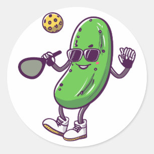 Pickleball och Coola Cucumber: Paddel med lek Runt Klistermärke