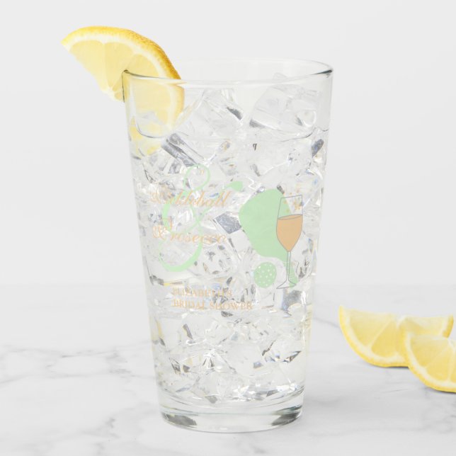 Pickleball och Prosecco Bröllopsdusch Glaskopp (Framsida Ice)