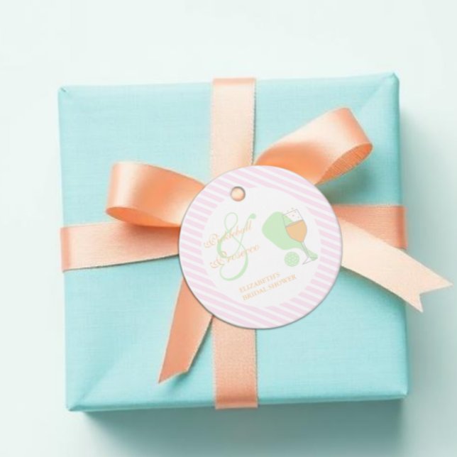 Pickleball och Prosecco Bröllopsfest Gåvor Etiketter (Skapare uppladdad)