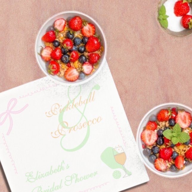 Pickleball och Prosecco Bröllopsfest Pappersservett (Skapare uppladdad)