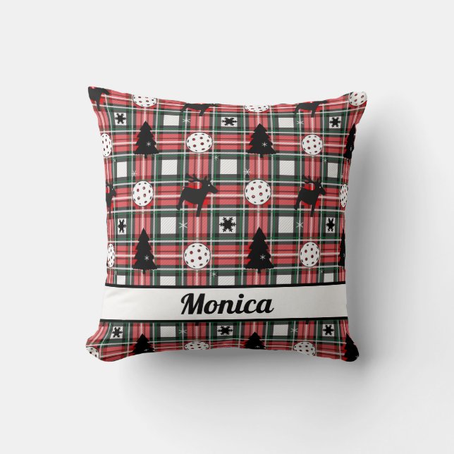  Pickleball 🎄 och renar God jul  Kudde (Framsida)