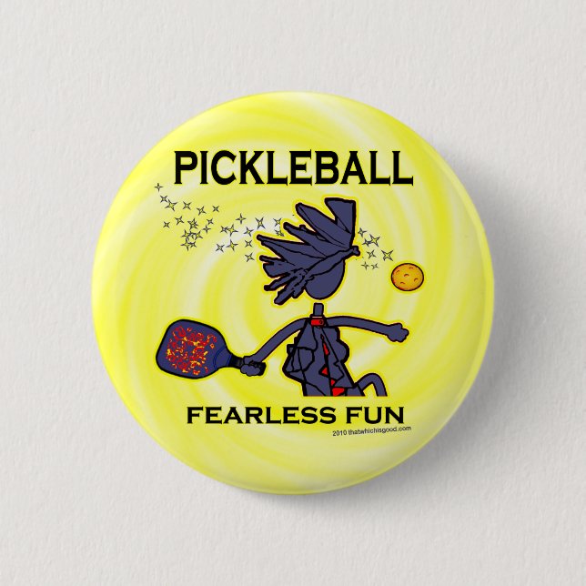 Pickleball oförskräckt roligt knapp (Framsida)