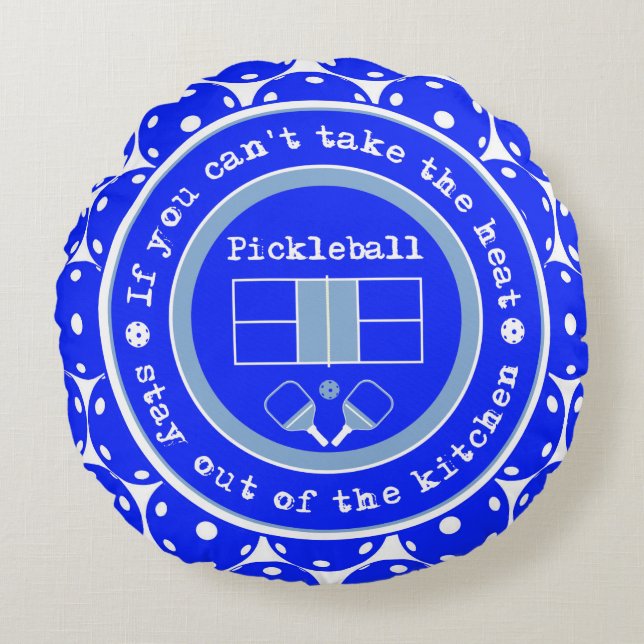 Pickleball: Om du inte kan ta värmen/blått Rund Kudde (Framsidan)