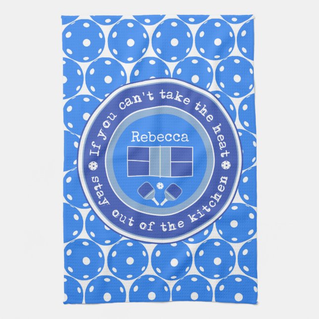 Pickleball: Om du inte kan ta värmen/bleken blå  Kökshandduk (Vertikal)