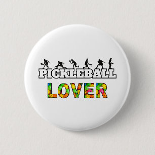 Pickleball Ord Male Silhouettes Älskare Boll Knapp