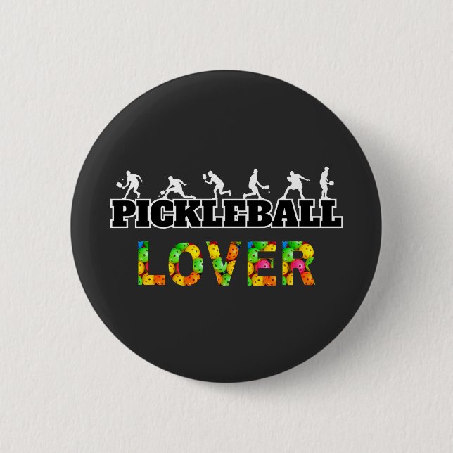 Pickleball Ord Male Silhouettes Älskare Boll Knapp (Framsida)