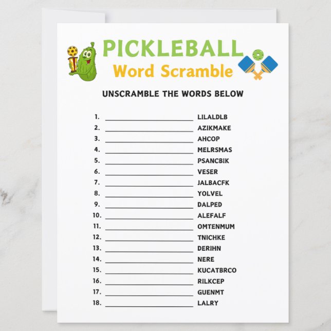 Pickleball Ord-skampen (Framsida)