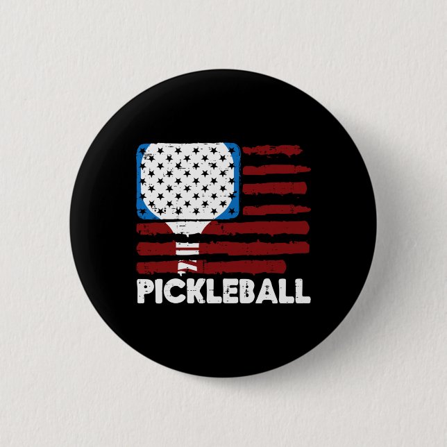 Pickleball paddel flagga Pickle Ball Patriot Män Knapp (Framsida)