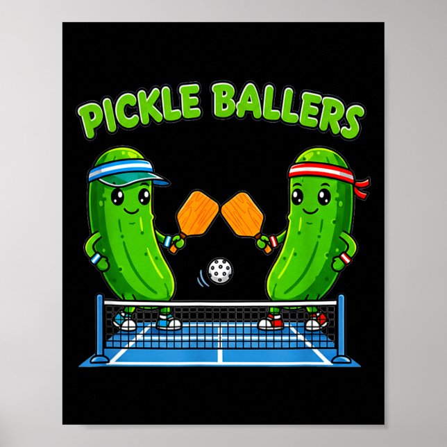 Pickleball paddel spelare rolig pickle ballers kul poster (Framsidan)