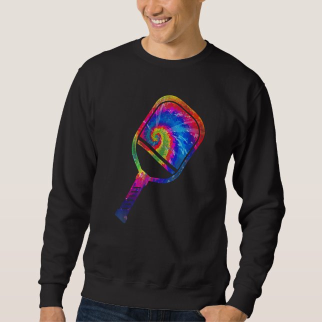 Pickleball paddel Tie Dye Retro 80-tal 90-tal Lång Ärmad Tröja (Framsida)