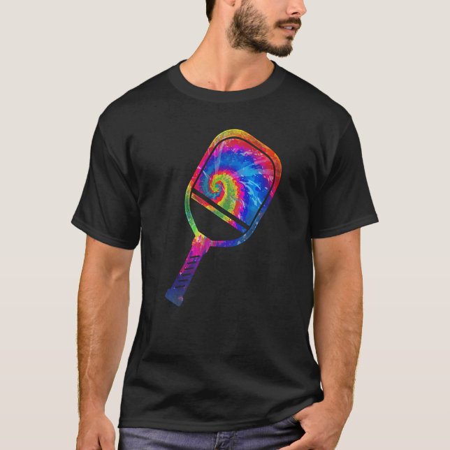 Pickleball paddel Tie Dye Retro 80-tal 90-tal T Shirt (Framsida)