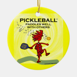 Pickleball Paddels väl med andra Julgransprydnad Keramik