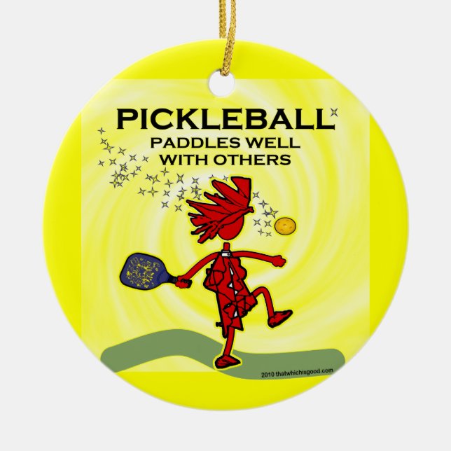 Pickleball Paddels väl med andra Julgransprydnad Keramik (Framsidan)