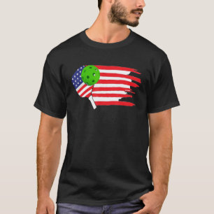 Pickleball Paddle American Flagga T Shirt