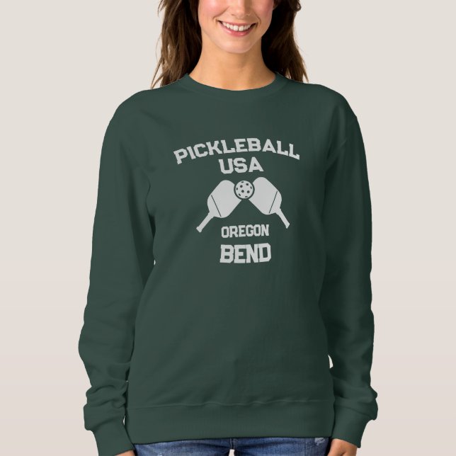Pickleball Paddle & Boll Bend Oregon USA Anpassnin T Shirt (Framsida)