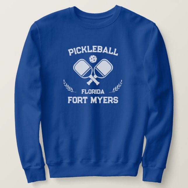 Pickleball Paddle Boll Fort Myers Florida Anpassni Lång Ärmad Tröja (Design framsida)