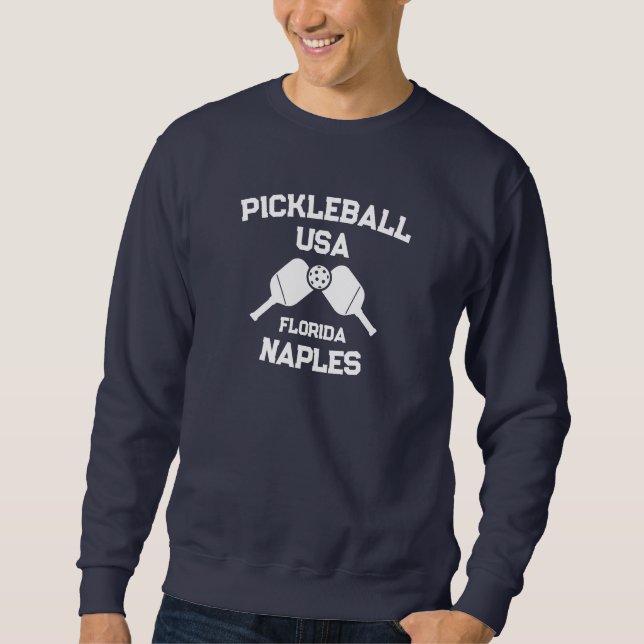 Pickleball Paddle Boll Neaples Florida USA Anpassn Lång Ärmad Tröja (Framsida)