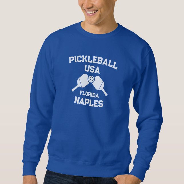 Pickleball Paddle Boll Neaples Florida USA Anpassn Lång Ärmad Tröja (Framsida)