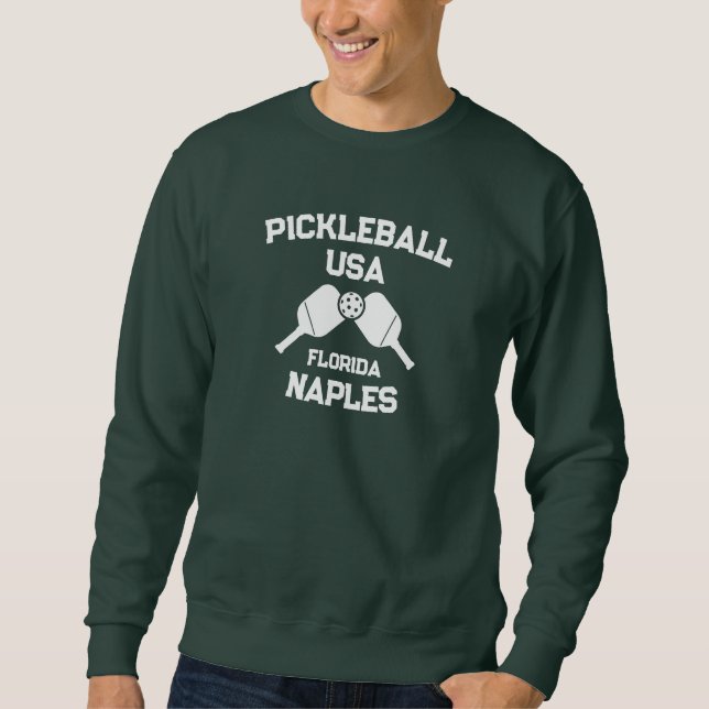Pickleball Paddle Boll Neaples Florida USA Anpassn Lång Ärmad Tröja (Framsida)