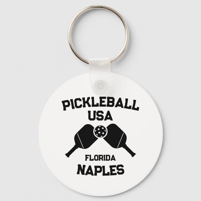 Pickleball Paddle Boll Neaples Florida USA Anpassn Nyckelring (Framsida)
