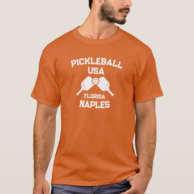 Pickleball Paddle Boll Neaples Florida USA Anpassn T Shirt (Framsida)