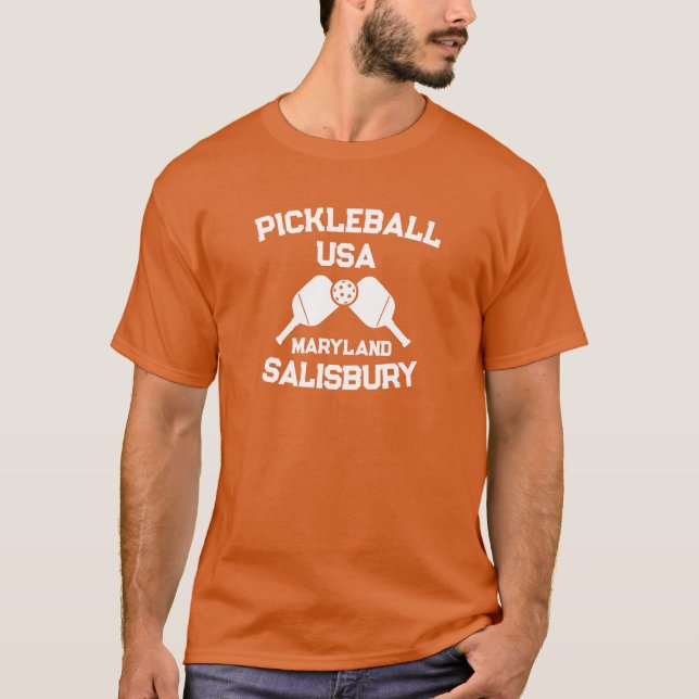 Pickleball Paddle & Boll Salisbury Maryland Anpass T Shirt (Framsida)