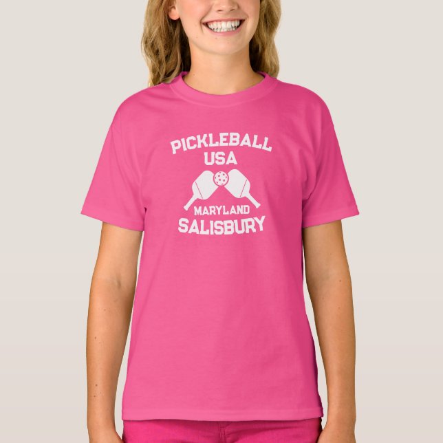 Pickleball Paddle & Boll Salisbury Maryland Anpass T Shirt (Framsida)