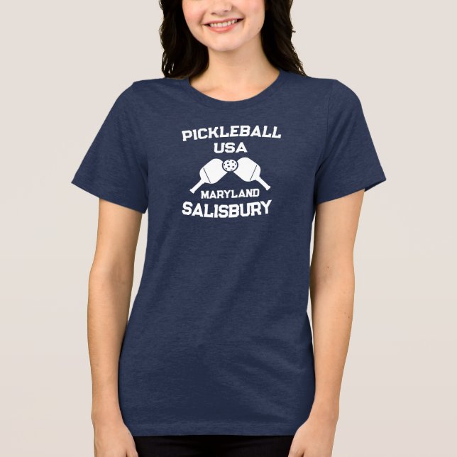 Pickleball Paddle Boll Salisbury Maryland Anpassni T Shirt (Framsida)