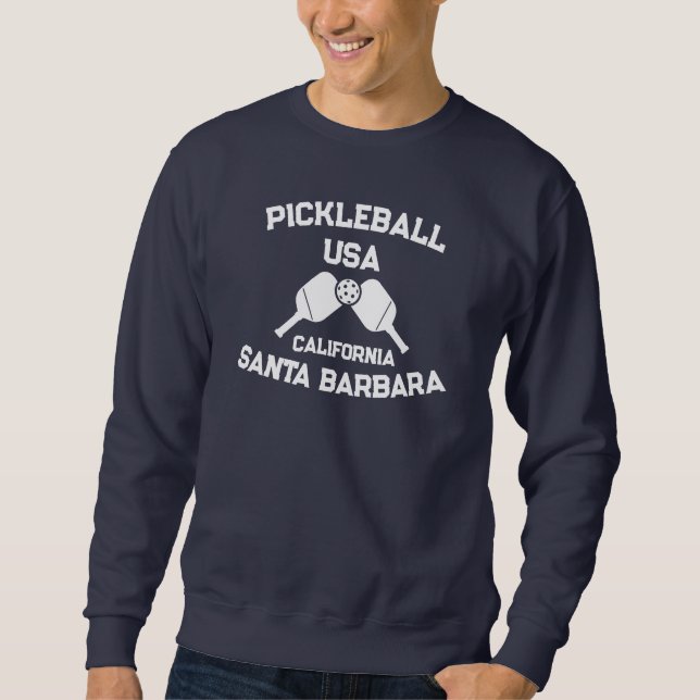 Pickleball Paddle Boll Santa Barbara CA USA Anpass Lång Ärmad Tröja (Framsida)