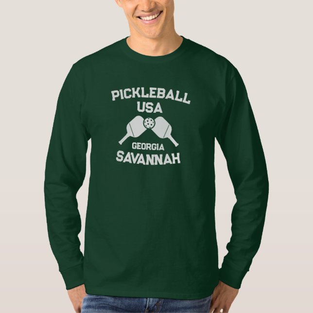 Pickleball Paddle & Boll Savannah Georgia Anpassni T Shirt (Framsida)