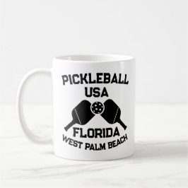 Pickleball Paddle Boll Väster Handflatan Beach USA Kaffemugg