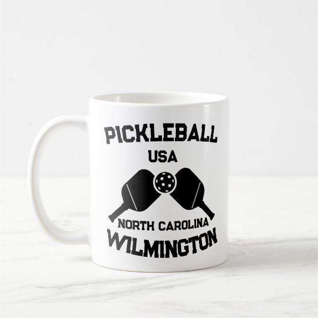Pickleball Paddle & Boll Wilmington NC USA Anpassn Kaffemugg (Vänster)