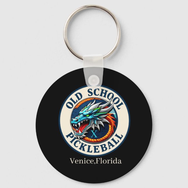 Pickleball Paddle -Dragon X Old School Pickleball  Nyckelring (Framsida)