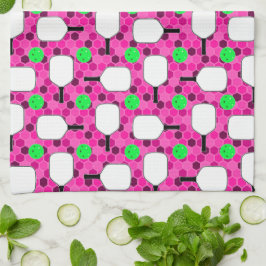 Pickleball Paddle - Magenta Honeycomb Hexagons Kökshandduk