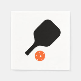 Pickleball paddle och orange pickleball pappersservett