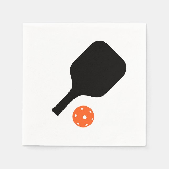 Pickleball paddle och orange pickleball pappersservett (Framsidan)